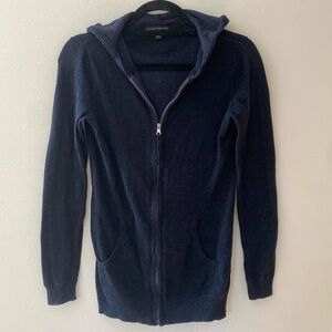 Banana Republic Cotton Hooded Zip Up Sweatshirt Navy Blue Cardigan Size S